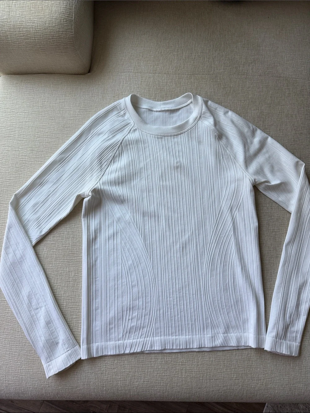 lululemon athletica White Ribbed Long-Sleeve Crewneck Sweater
